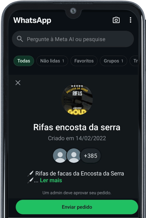 Contato para grupo de rifas da cutelarias encosta da serra